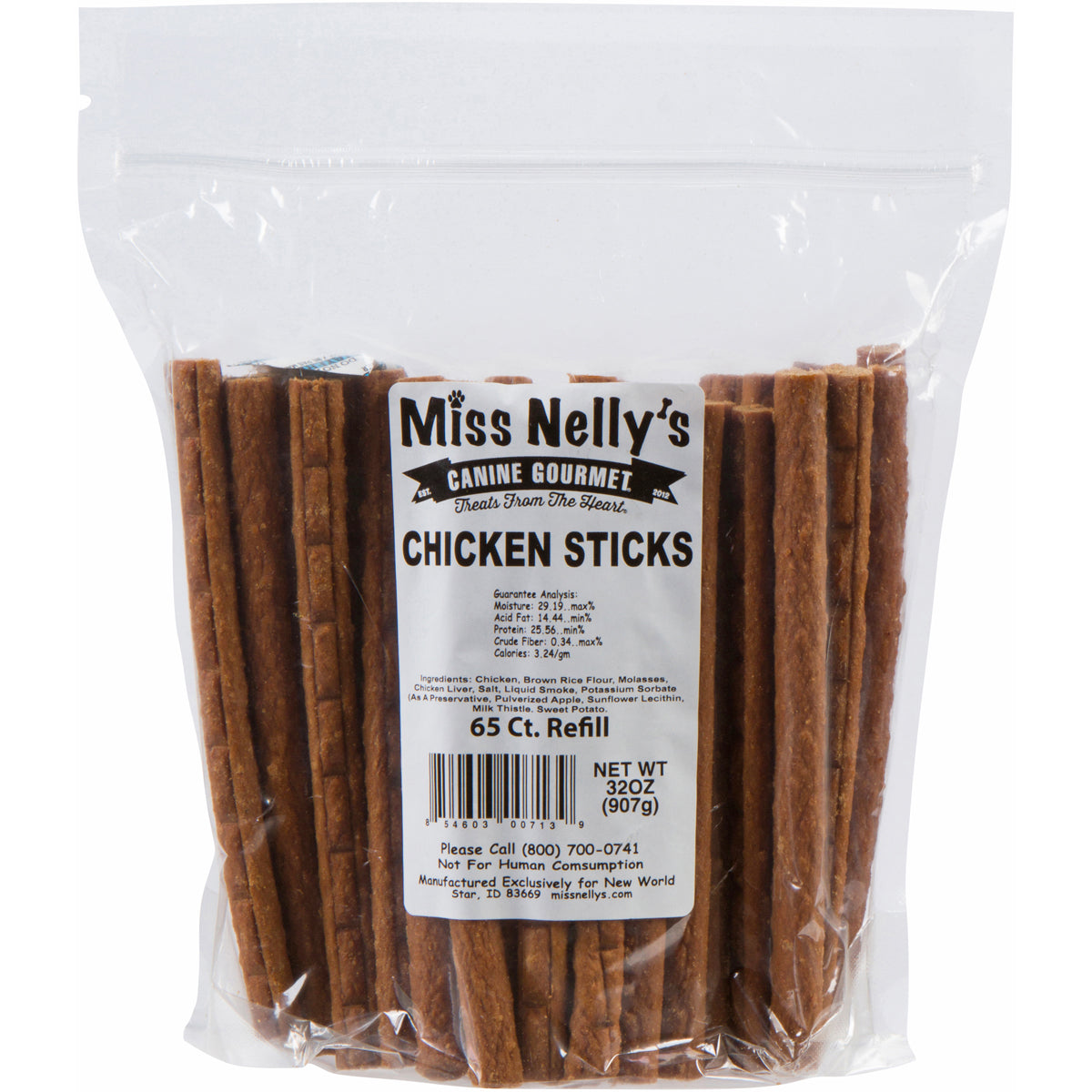 Miss Nelly’s Chicken Sticks Jerky Dog Treats – 32 oz BULK Bag Questions & Answers