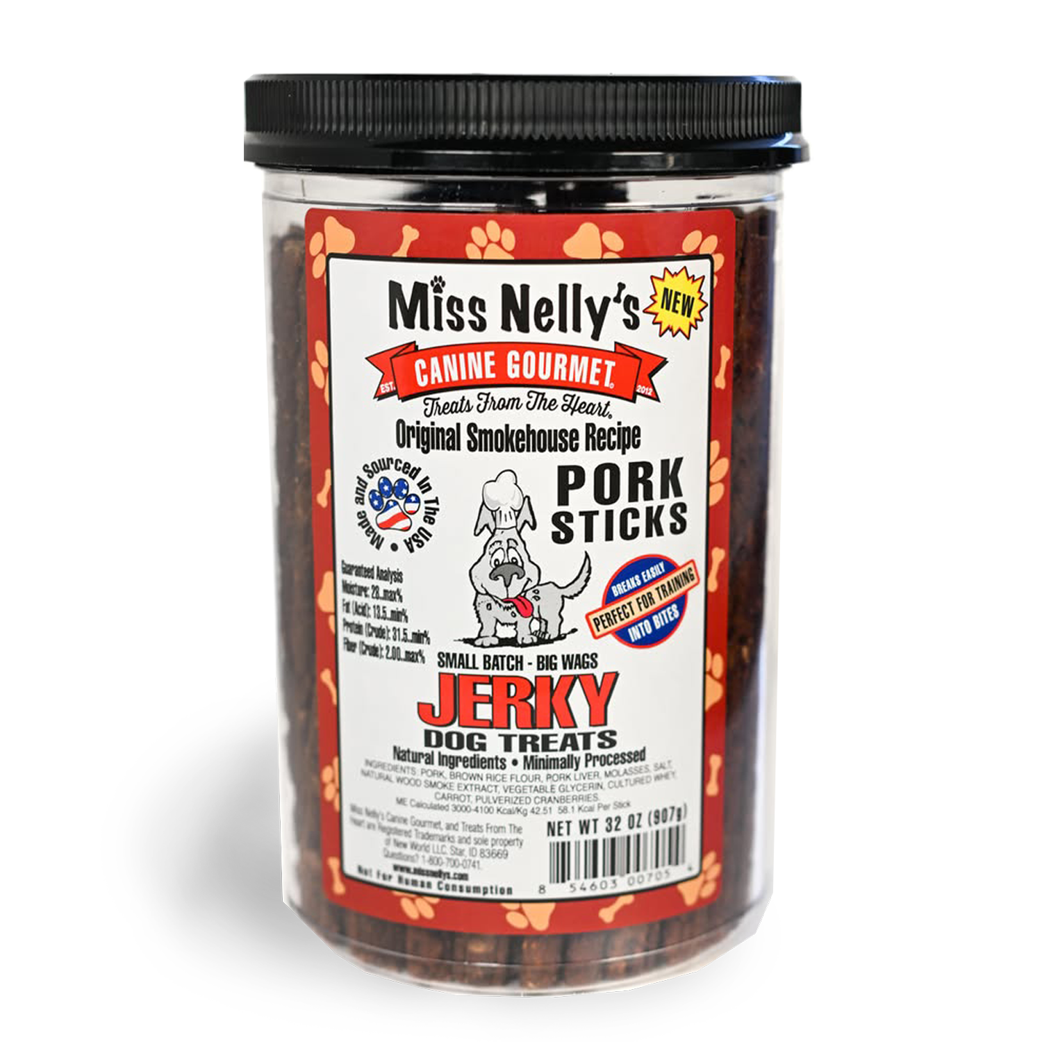 Miss Nelly’s Pork Sticks Jerky Dog Treats – 32 oz Tub Questions & Answers