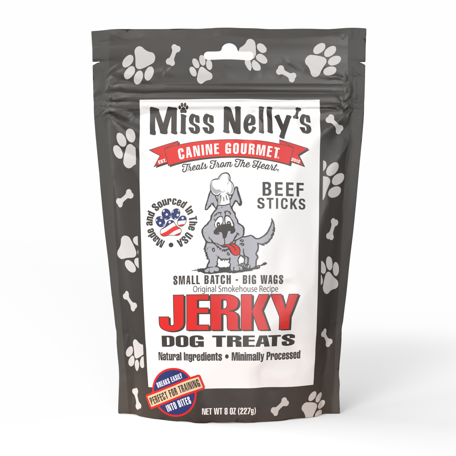 Miss Nelly’s Beef Sticks Jerky Dog Treats – 8 oz Pouch Questions & Answers