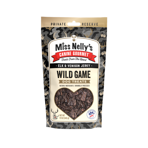 Miss Nelly’s Heart of the Wild Elk & Venison Jerky Dog Treats – 12 oz Pouch Questions & Answers